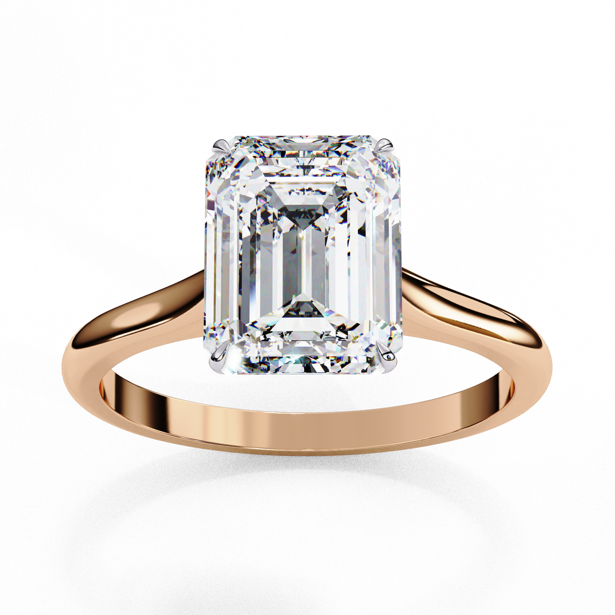 Classic Emerald Cut Lab Diamond Solitaire Ring With Four Prong - View 9