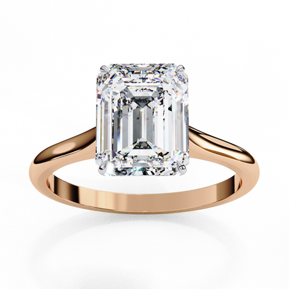 Classic Emerald Cut Lab Diamond Solitaire Ring With Four Prong - View 9