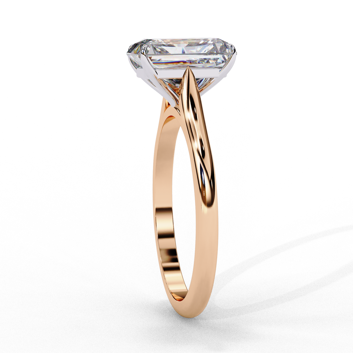 classic emerald cut lab diamond solitaire ring with four prong - view 3