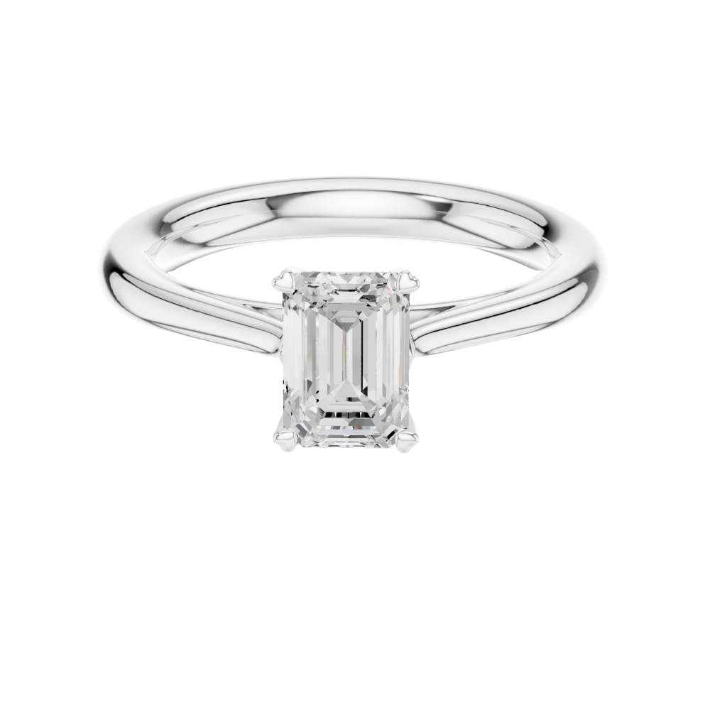 brilliant emerald cut lab diamond classic solitaire ring - view 3