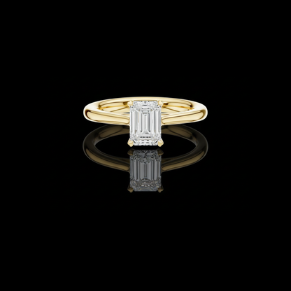 Brilliant Emerald Cut Lab Diamond Classic Solitaire Ring