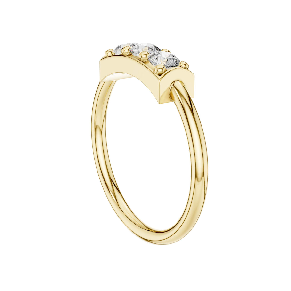 round three stone lab diamond minimalist ring - view 10