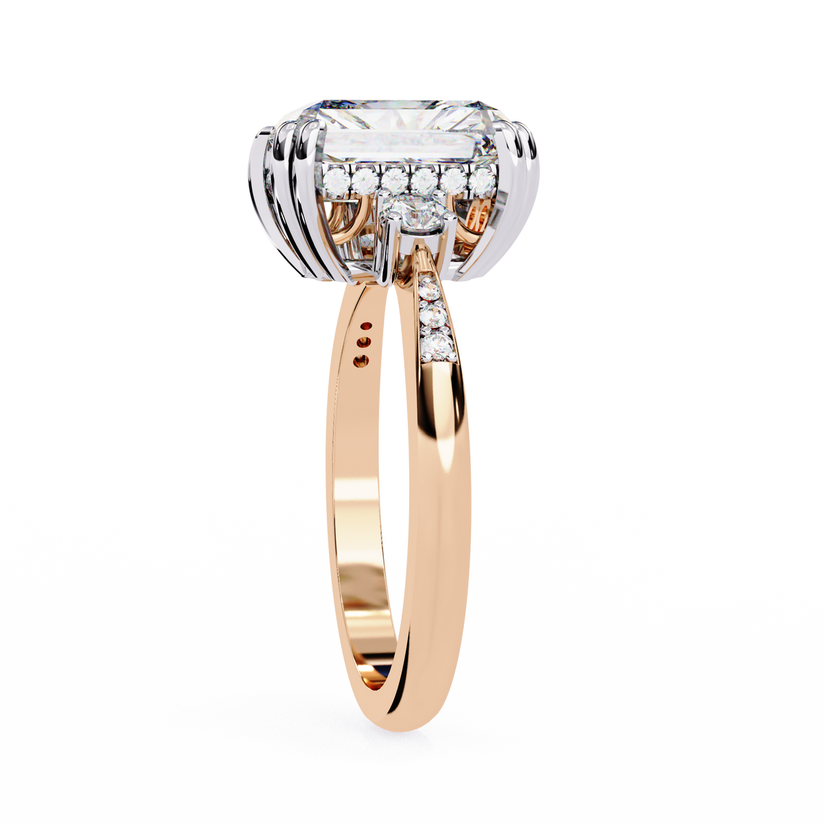 radiant cut three stone lab diamond solitaire wedding ring - view 6
