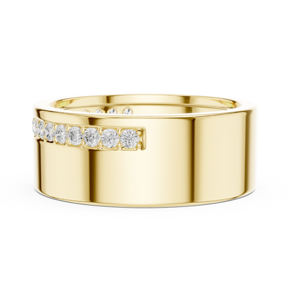 Round Cut Moissanite Diamond Men's Wide Channel Set Eternity Band - View 8