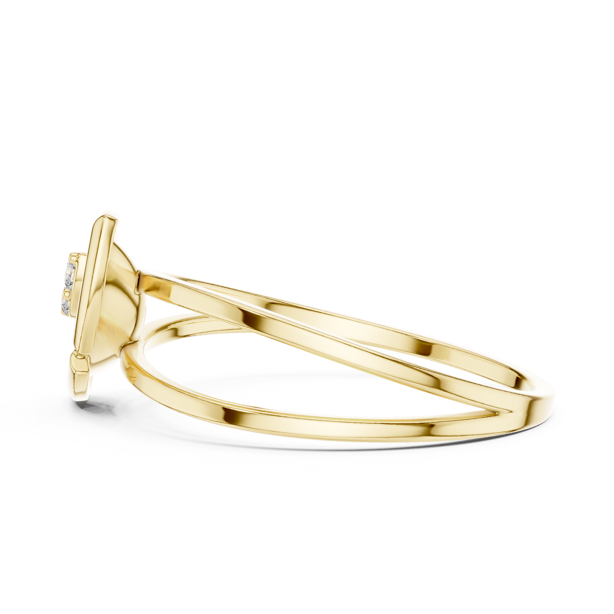 leaf solitaire ring with bezel set lab round diamond accent - view 8