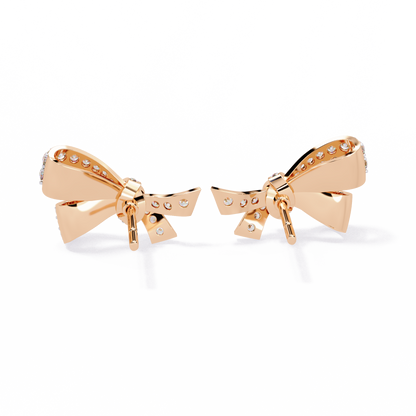 Exquisite Round Moissanite Radiant Ribbon Diamond Bow Stud with Sparkling Glamour Earring - View 8