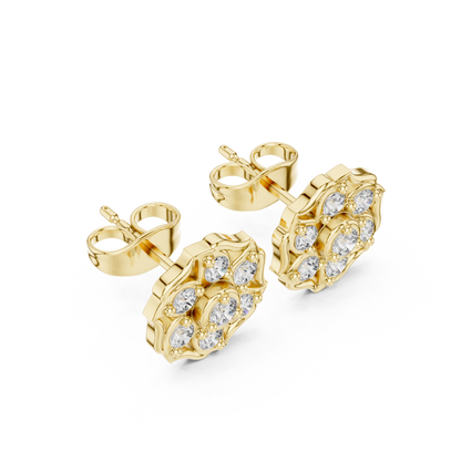 Infinity Twist Round Brilliant Cut Lab Diamond Stud Earrings Interlocking Loop - View 7