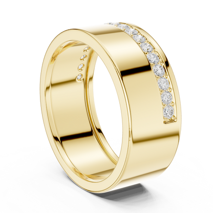 Round Cut Moissanite Diamond Men's Wide Channel Set Eternity Band - View 5