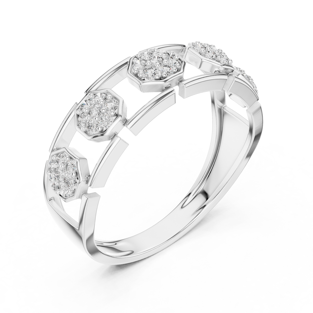 Round Cut Lab Diamond Openwork Band Ring - View 6