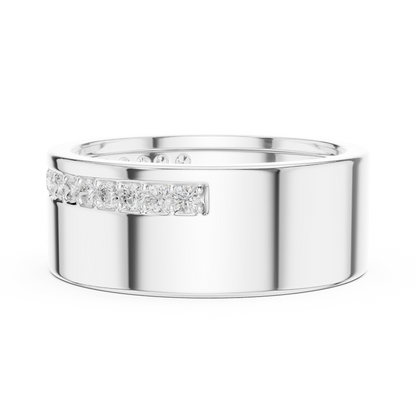Round Cut Moissanite Diamond Men's Wide Channel Set Eternity Band - View 10