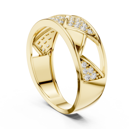Round Cut Moissanite Diamond Men's Triangular Pave Pattern Statement Ring - View 7