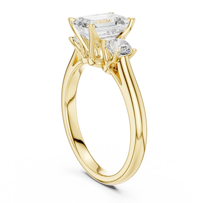 Classic Emerald With Round Side Lab Diamond Ring - View 5