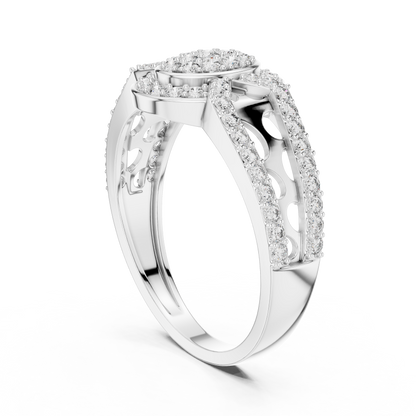 Round Cut Moissanite Diamond Cluster Split Shank Ring - View 9