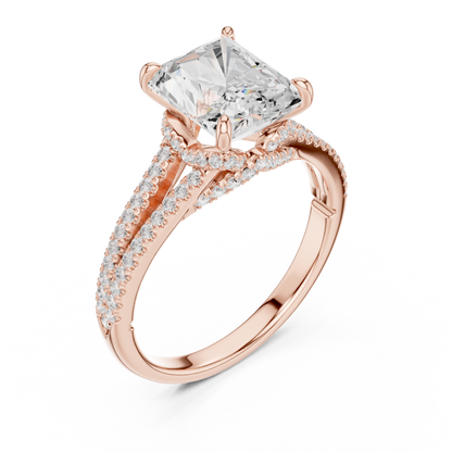 Split Shank Radiant Cut Lab Diamond Engagement Ring - View 5