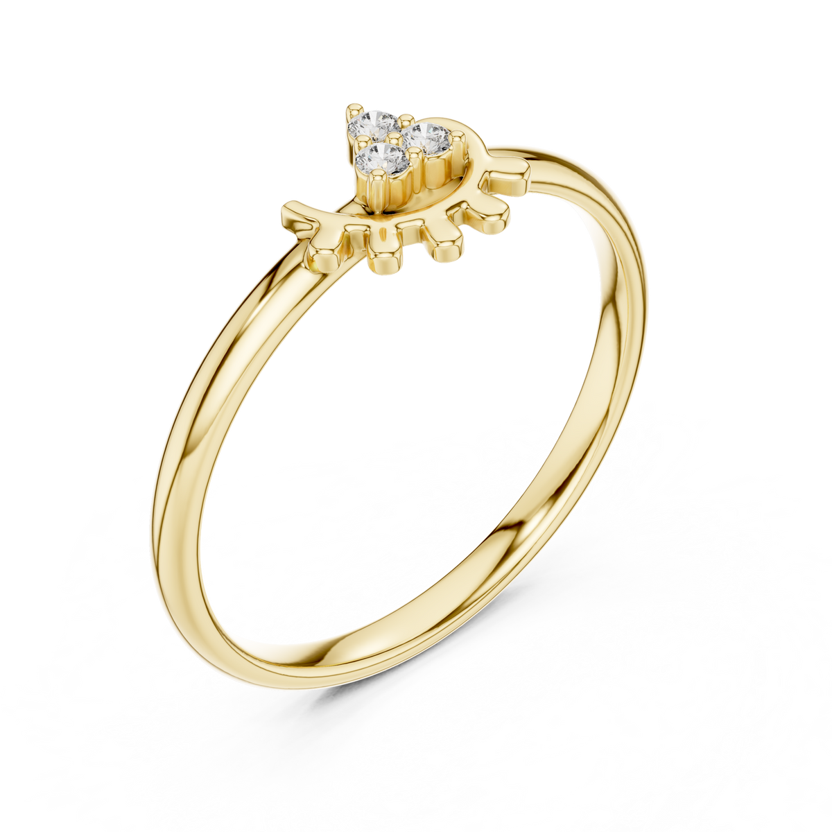 modern round lab diamond cluster delicate ring - view 2