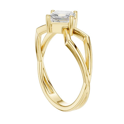 Asscher Cut Moissanite Diamond Solitaire Ring Open Split Shank - View 10