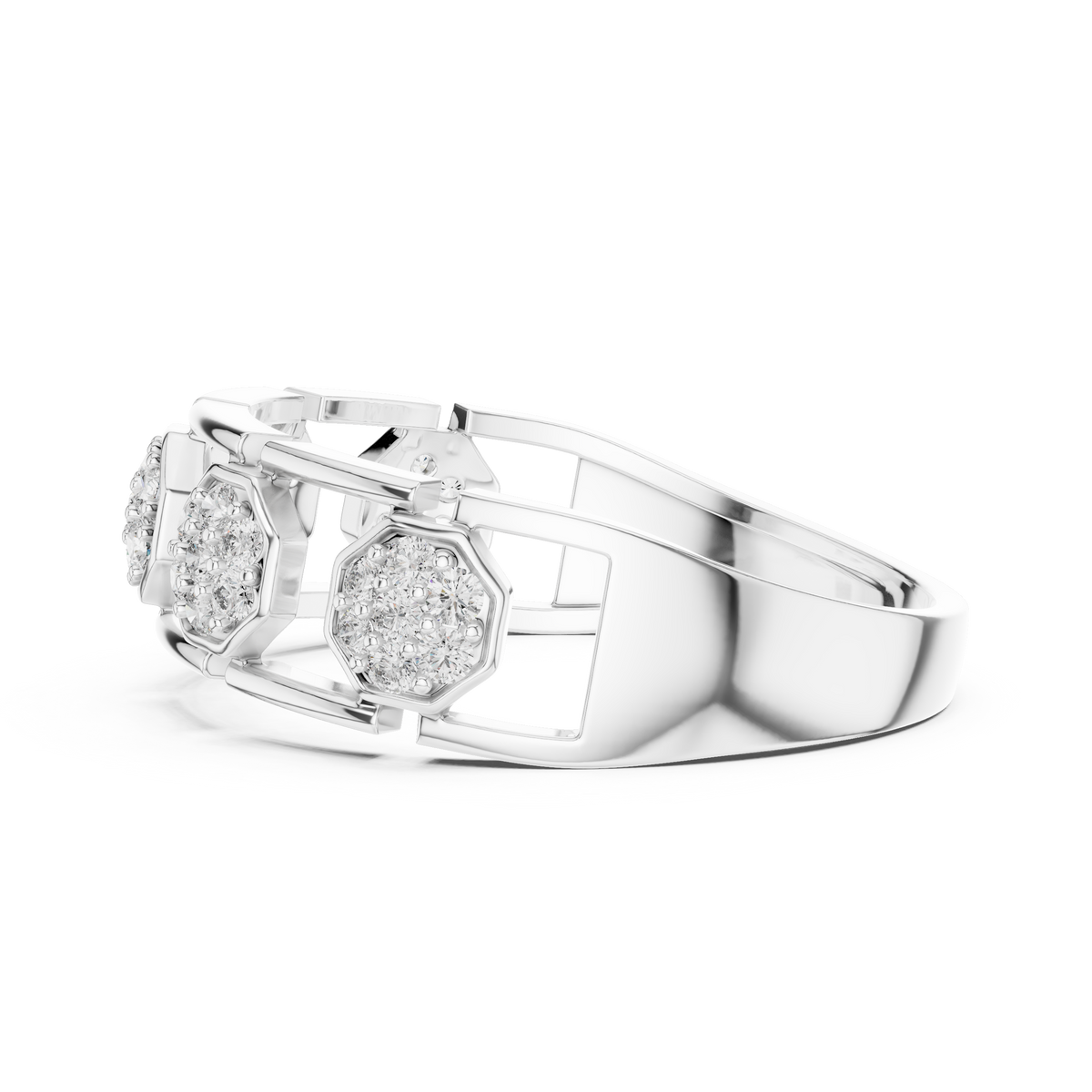 round cut lab diamond openwork band ring - view 12