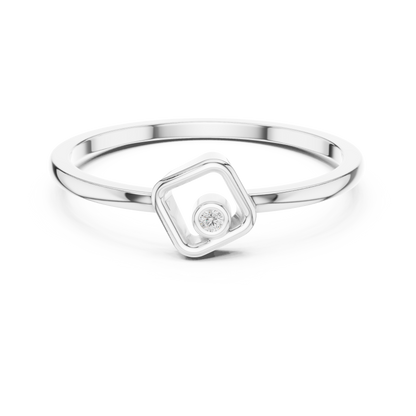 Round Cut Lab Diamond Open Square Geometric Solitaire Ring - View 3