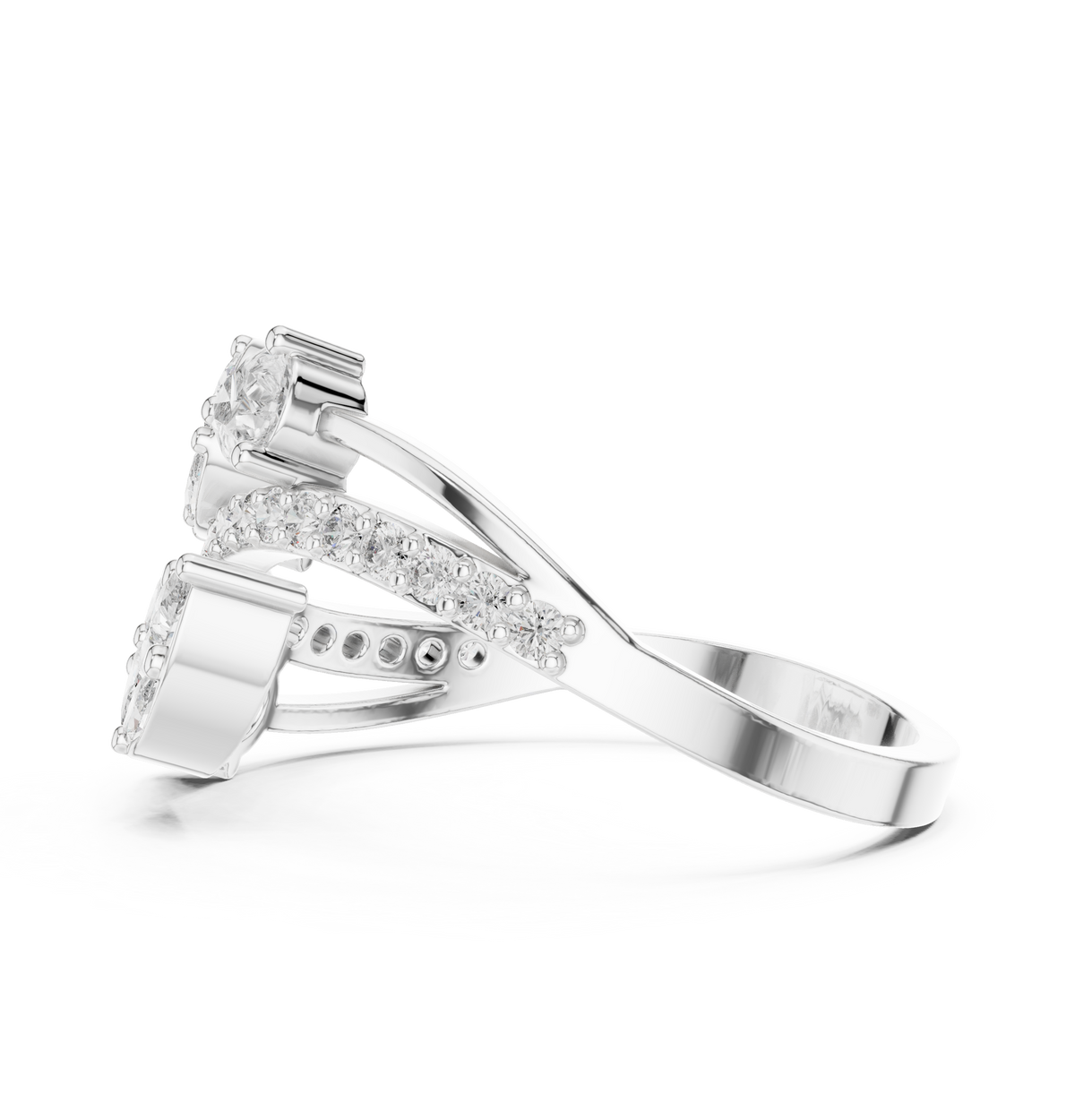 Pear Cut Moissanite Diamond Bypass Cluster Statement Ring - View 6