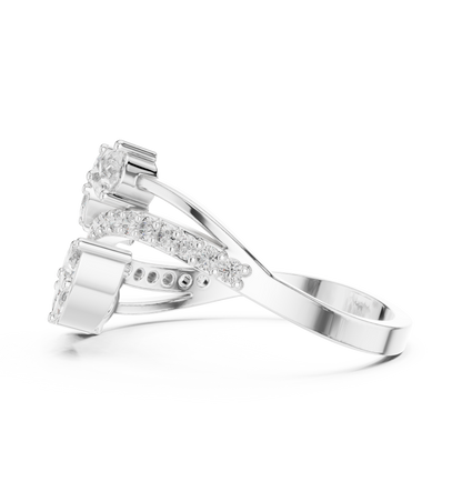 Pear Cut Lab Diamond Bypass Cluster Statement Ring - View 5