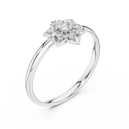 Round Cut Lab Diamond Floral Cluster Split Shank Ring - View 6