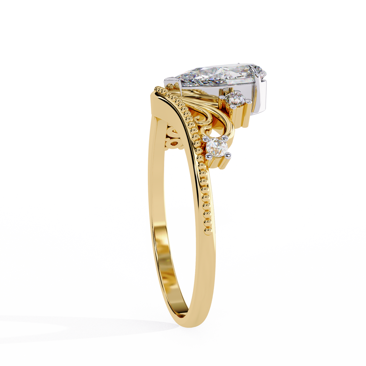 vintage pear cut lab diamond wedding ring for women - view 2