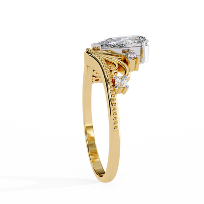 Vintage Pear Cut Lab Diamond Wedding Ring For Women - View 2
