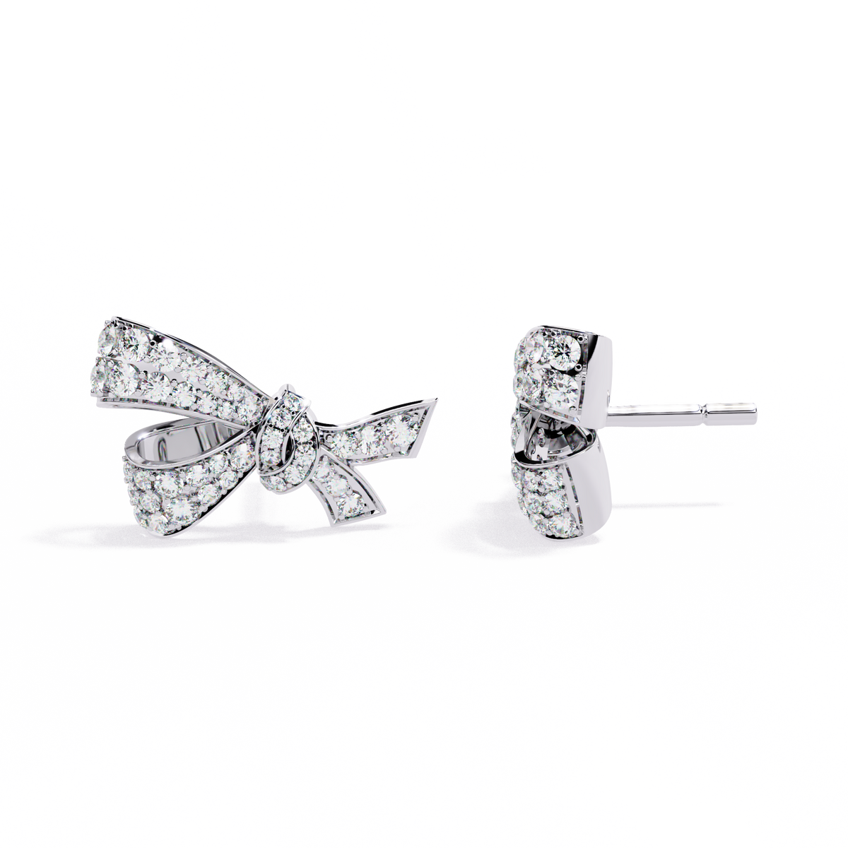 exquisite round moissanite radiant ribbon diamond bow stud with sparkling glamour earring - view 6