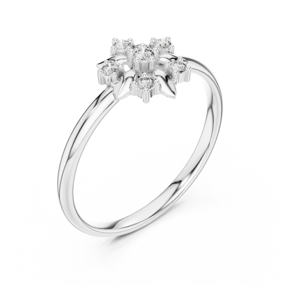 Round Lab Diamond Floral Cluster Delicate Ring - View 7