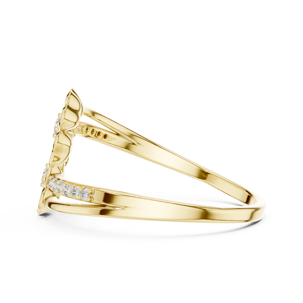 dual flower bypass split pave shank lab ring - view 8