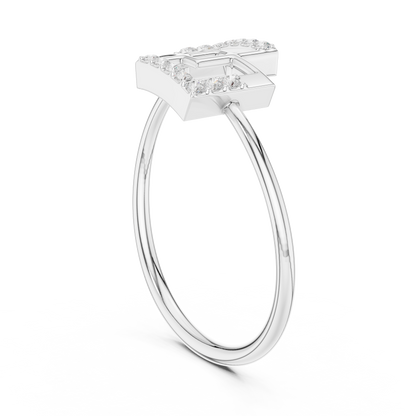 Stunning Round Cut Moissanite Diamond Edged Interlocking Square Ring - View 7