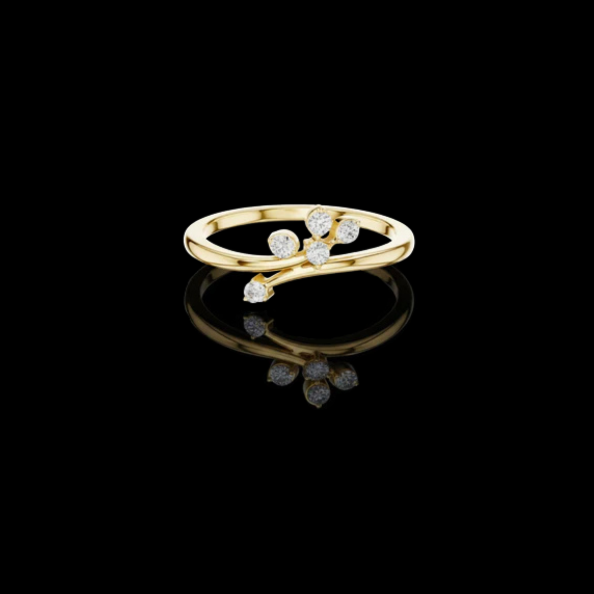 Lab Grown Diamond Leaf Branch Open Bypass Ring