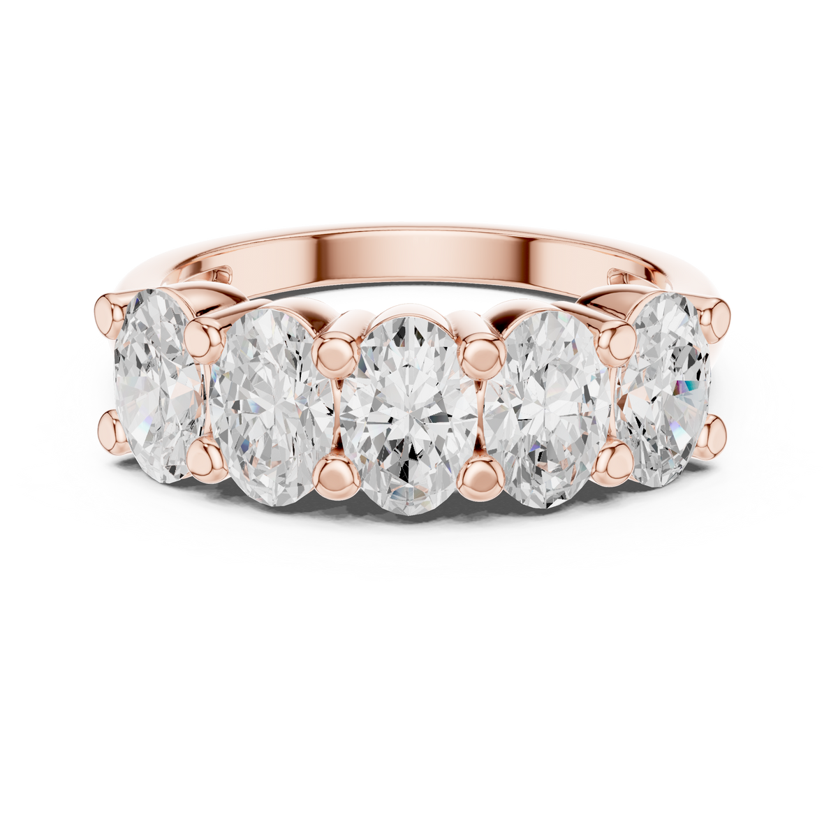Oval Cut Five Stone Moissanite Diamond Ring - View 2