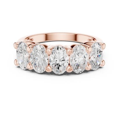 Oval Cut Five Stone Moissanite Diamond Ring - View 2
