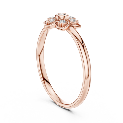 Round Cut Lab Diamond Floral Cluster Split Shank Ring - View 11