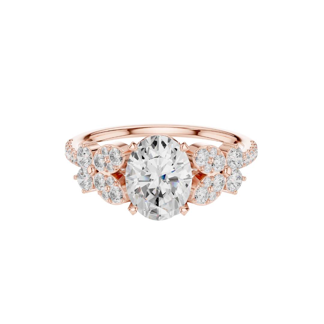 oval lab diamond cluster setting engagement ring - view 2