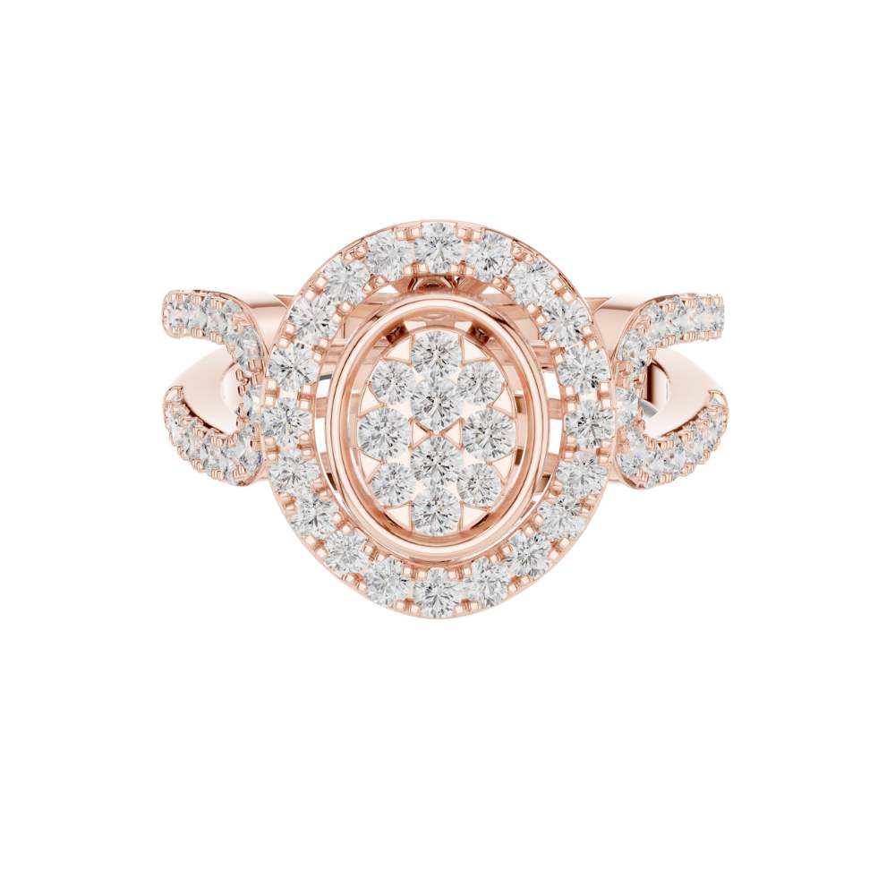 Cluster Round Cut Lab Diamond Split Shank Engagement Ring - View 2