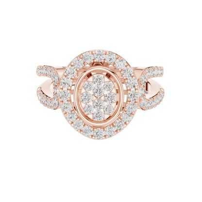 Cluster Round Cut Lab Diamond Split Shank Engagement Ring - View 2