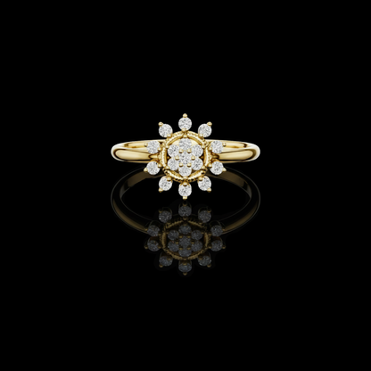 Round Cut Cluster Floral Lab Diamond Split Shank Ring