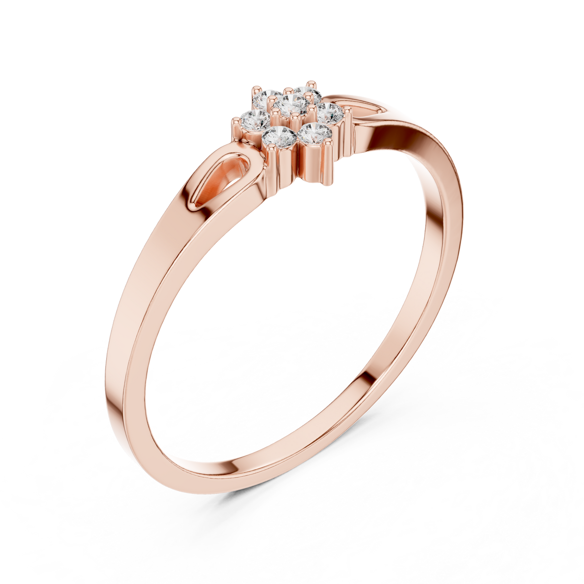 Round Cut Lab Diamond Cluster Ring Open Shoulder Ring - View 3