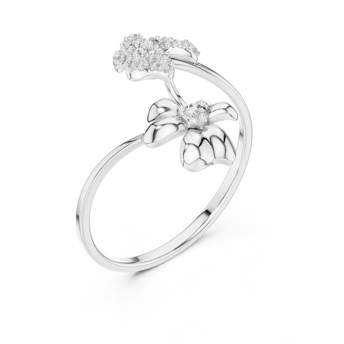 round lab diamond floral open wrap ring - view 4