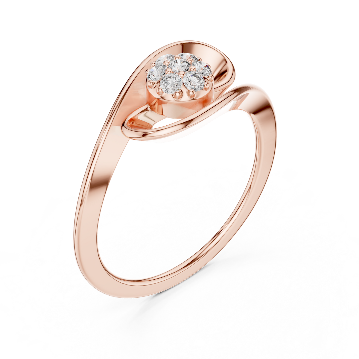 Round Lab Diamond Cluster Abstract Swirl Statement Ring - View 3
