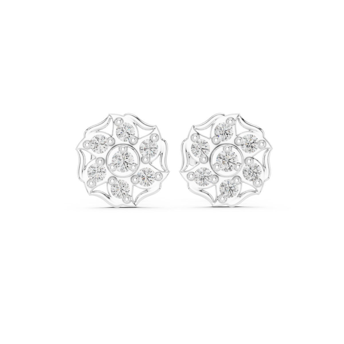 Infinity Twist Round Brilliant Cut Lab Diamond Stud Earrings Interlocking Loop - View 3