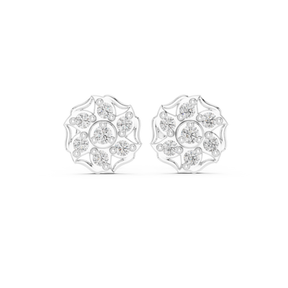 Infinity Twist Round Brilliant Cut Lab Diamond Stud Earrings Interlocking Loop - View 3