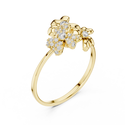 Round Moissanite Diamond Floral Cluster Statement Ring - View 2