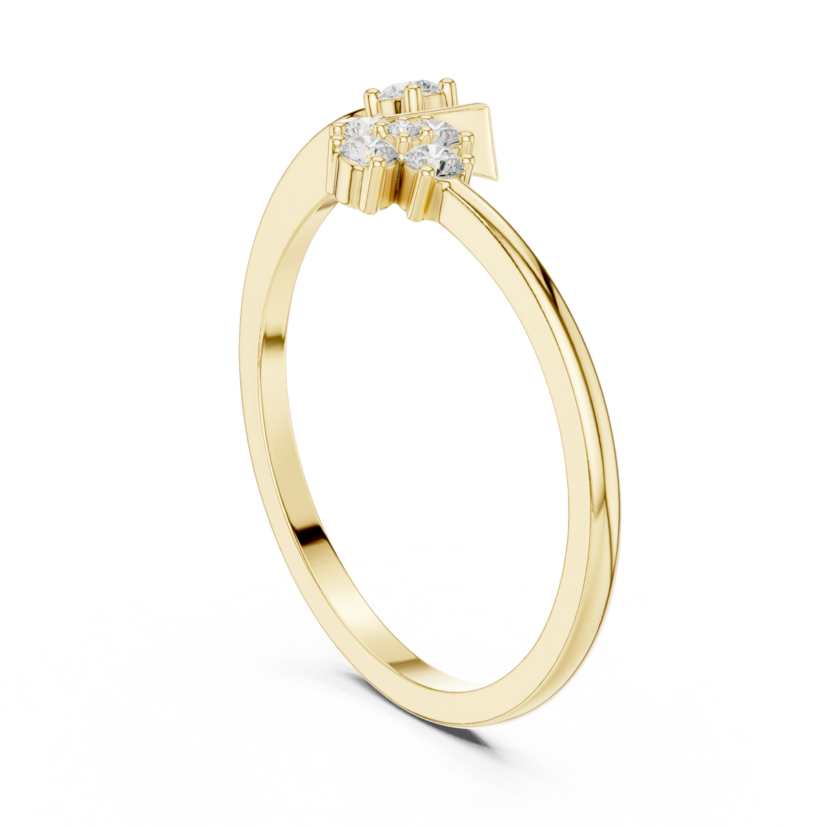 Open Leaf With Flower Round Lab Diamond Bypass Ring - View 10