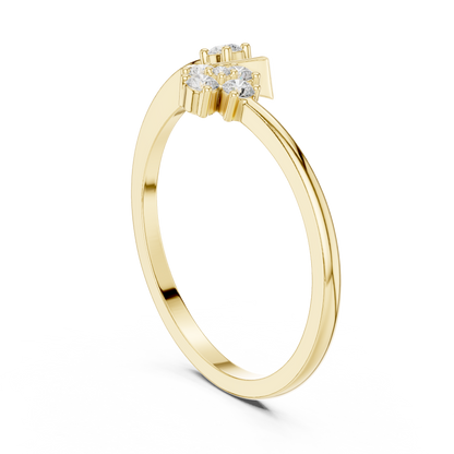 Open Leaf With Flower Round Lab Diamond Bypass Ring - View 10