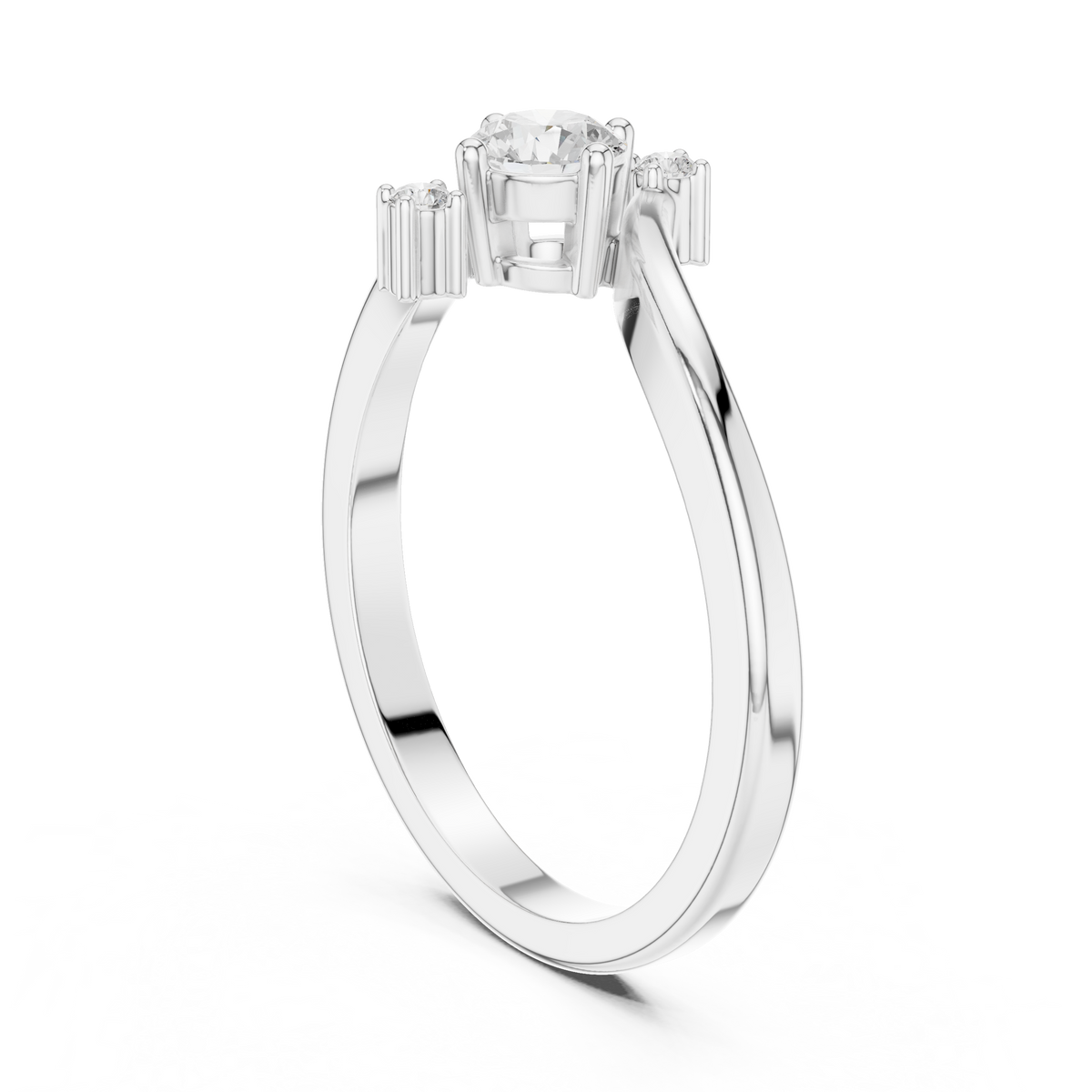 round contemporary lab diamond bypass ring - view 7