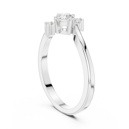 Round Contemporary Lab Diamond Bypass Ring - View 7