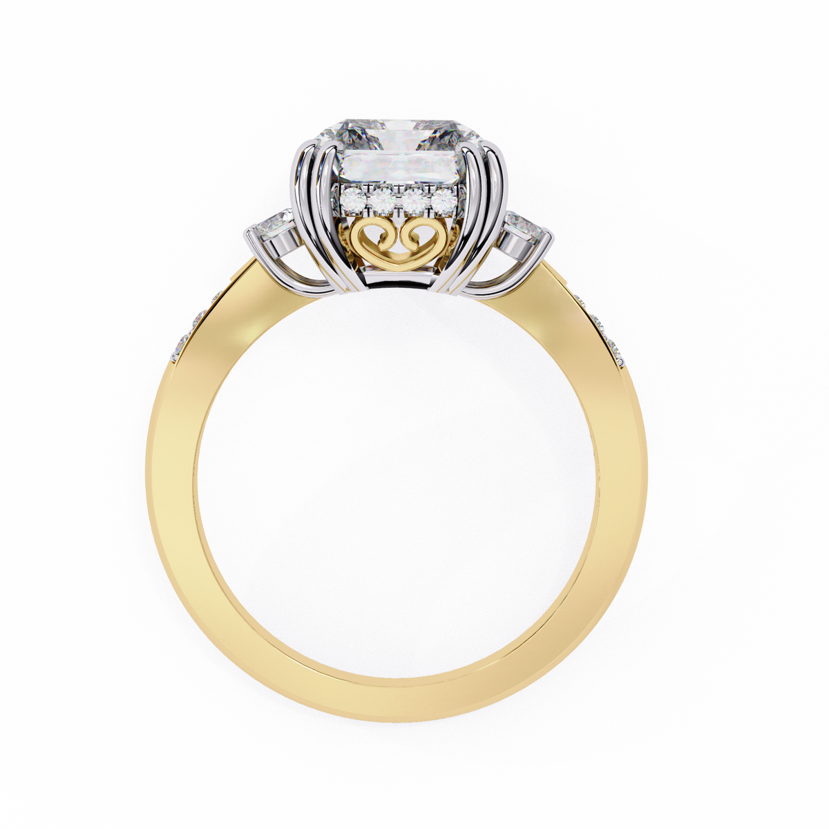 radiant cut three stone lab diamond solitaire wedding ring - view 8